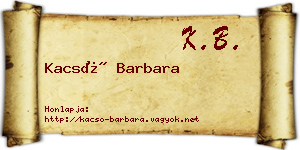 Kacsó Barbara névjegykártya